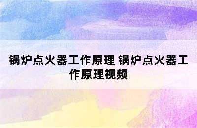 锅炉点火器工作原理 锅炉点火器工作原理视频